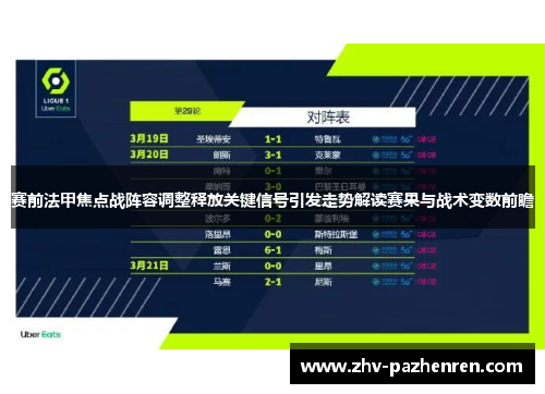 赛前法甲焦点战阵容调整释放关键信号引发走势解读赛果与战术变数前瞻